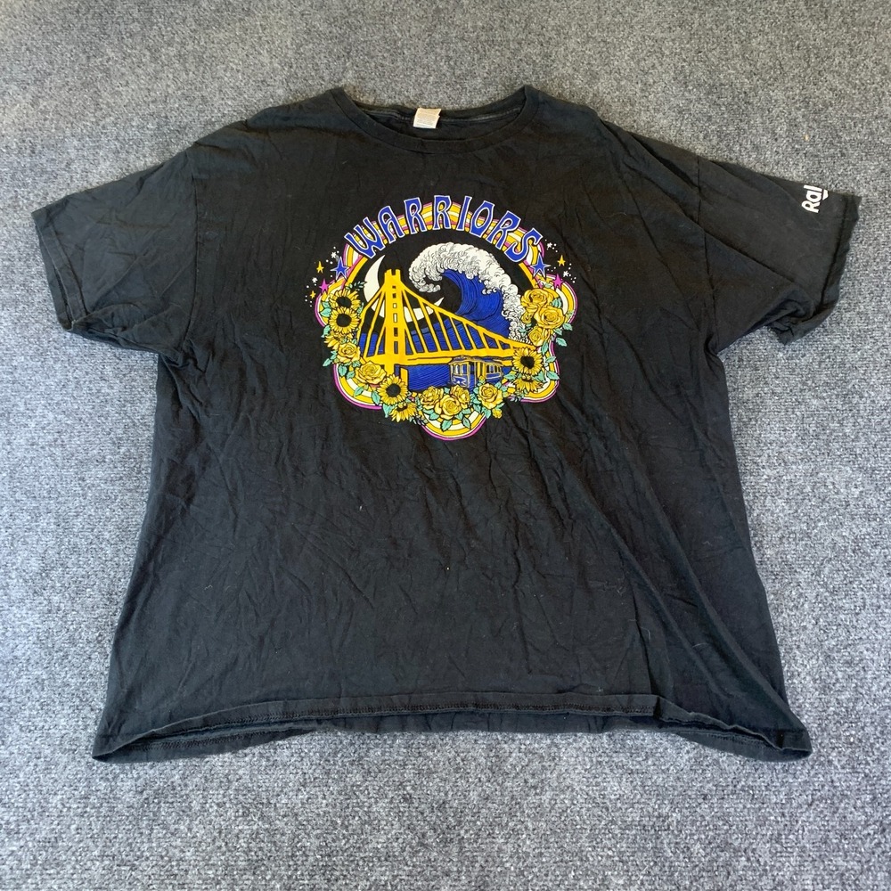 Vintage Golden State Warriors T-Shirt Mens XL Black Fruit Of The Loom NBA Retro